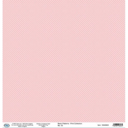Дизайнерски картон розов на точки - 30x30cm 190gr - Basic Patterns - Pink Collection 03
